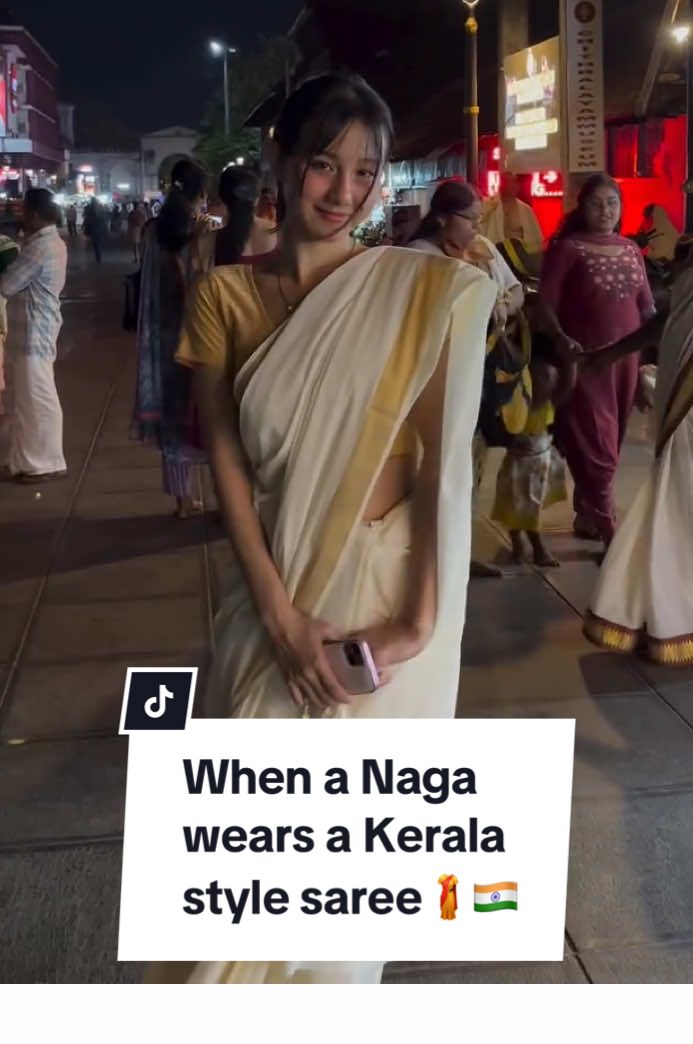 It’s really cool to see Indians back home exploring each other’s culture and being respectful about it 🇮🇳. #indiangirls #northeastindian #kerala #indianfashion #fyp 