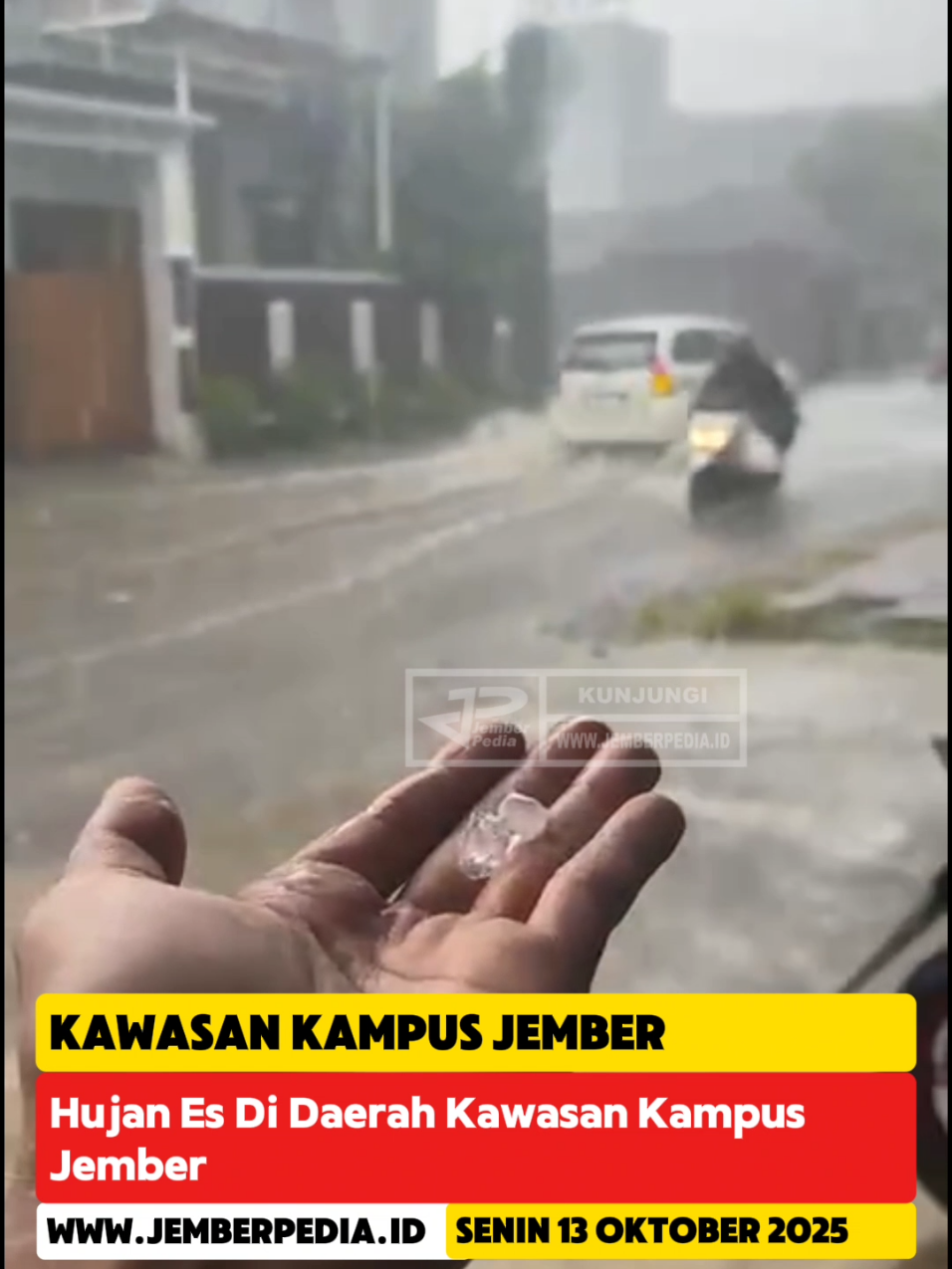 Hujan Es Di Daerah Kawasan Kampus Jember #hujan #hujanderas #es #kampus #jember 