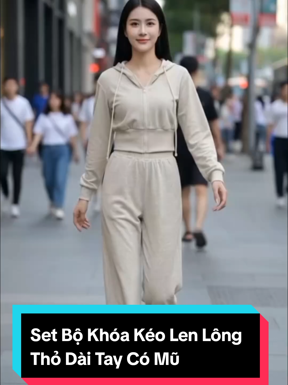 Set Bộ Khóa Kéo Len Lông Thỏ Dài Tay Có Mũ Mix Quần Dài Suông BigSize MiSoul, Bộ Thu Đông Khóa Kéo Dây Rút Mũ 343 Nữ Áo  #thudong #setdobo #thoitrangnu 