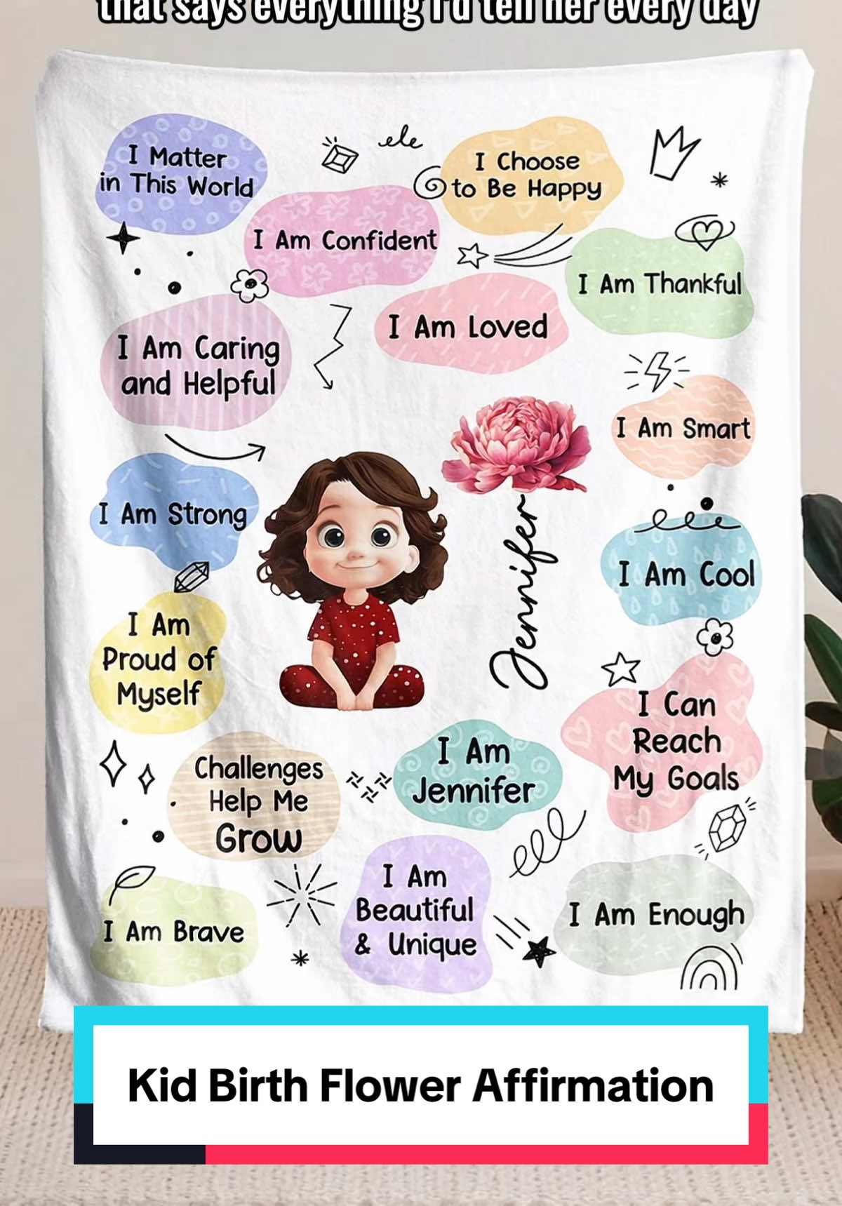 Wrap your little dreamer in affirmations that fuel their big dreams 🌠📚 #macorner #personalizedblanket #dreamer #encouragement