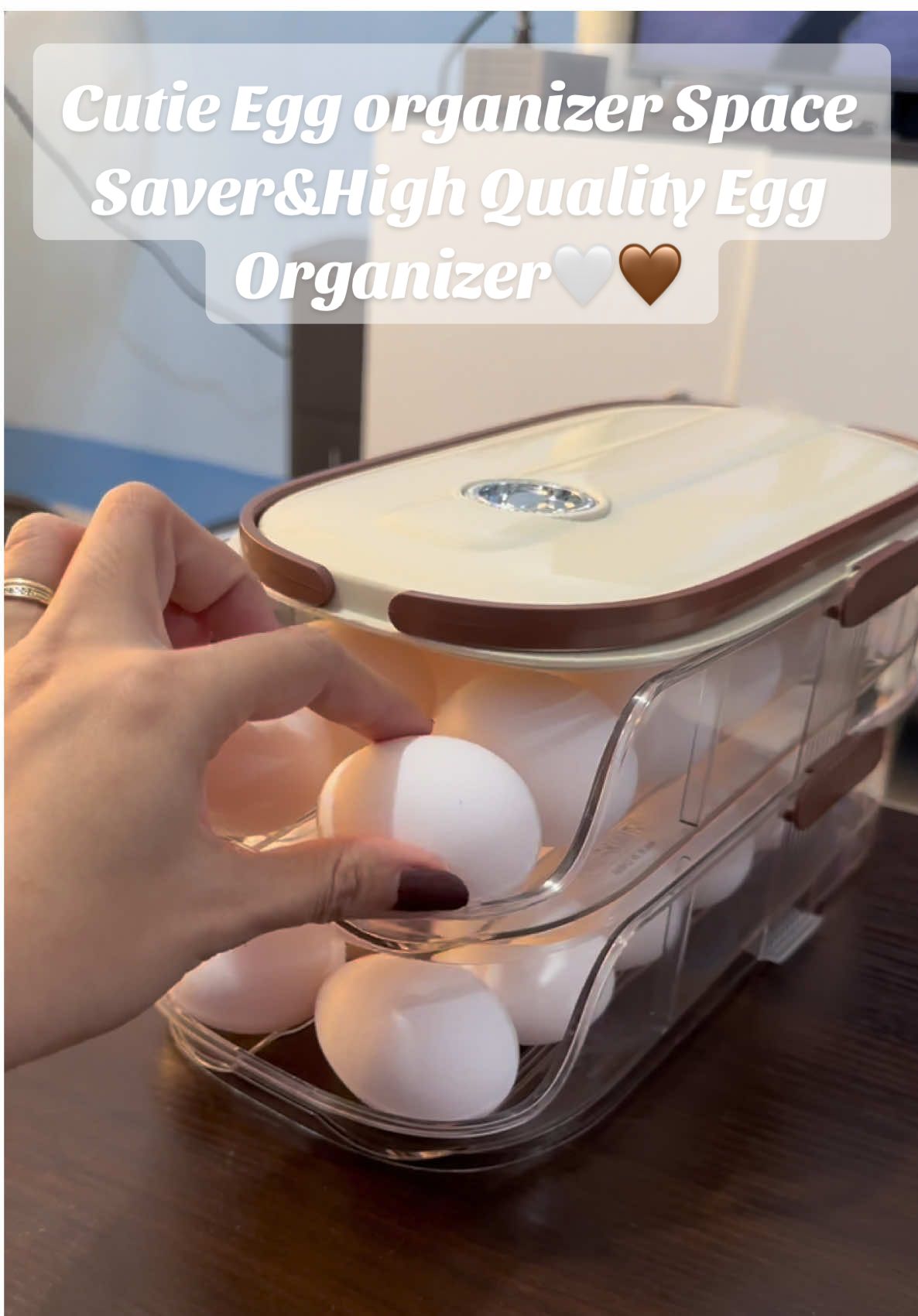 Cutie Egg organizer Space Saver&High Quality Egg Organizer 🤍🤎 #eggorganizer #organizewithme #eggtray #kitchenessentials #fytシ 
