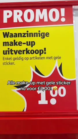 Ren nu naar onze winkel want alle make-up met gele sticker is nu voor €1,00 per stuk! 🤩🥳 snel zijn want OP=OP!  💄#kruidvat #makeup #sale #viral #beauty 