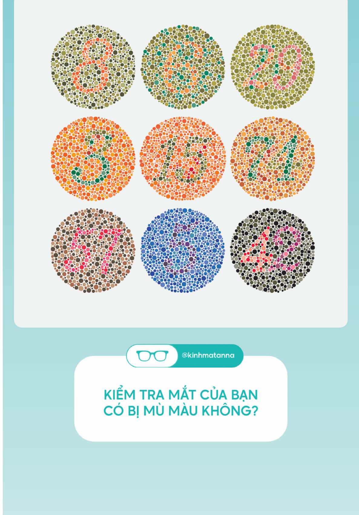 Bài test m ù màu cho mắt #kinhmatanna #testmumau 