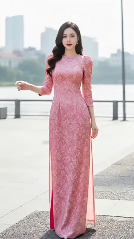 Áo dài lụa gấm cao cấp , thiết kế tay bồng cổ tròn thêu ngọc và đá cùng tone #aodaithietke #aodai #aodaivietnam #thoitrangthanhlich 