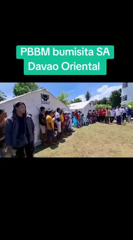 President Ferdinand R. Marcos Jr. visit and checks on the families affected by the recent earthquakes staying at the Tarragona Evacuation Center in Davao Oriental on Monday  #LindolPH