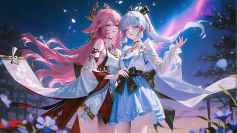 Yae Miko và Ayaka Hình nền Genshin Impact  #ayaka #yaemiko #GenshinImpact #豆子酱edda 