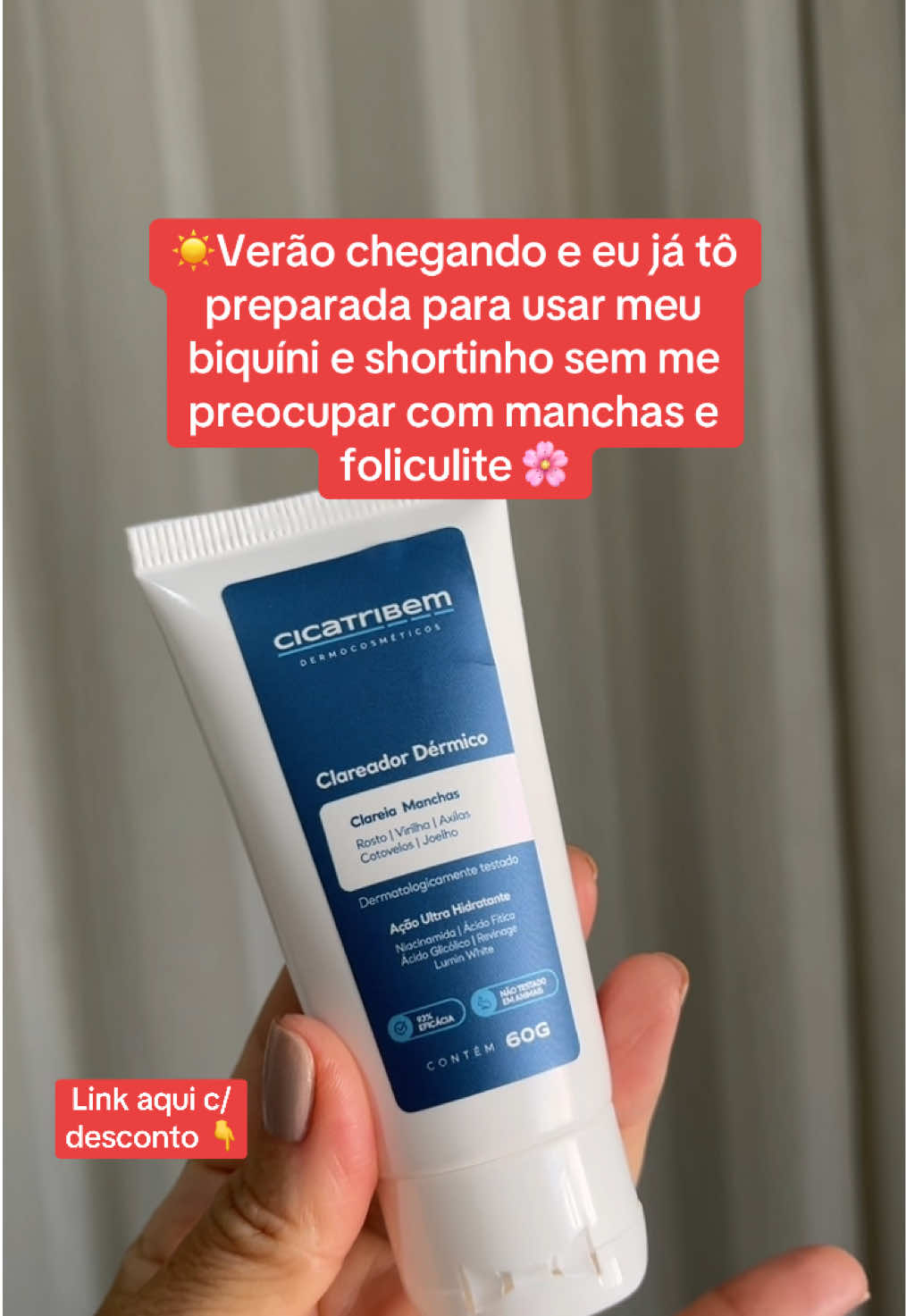 ☀️Verão chegando e eu já tô preparada para usar meu biquíni e shortinho sem me preocupar com manchas e foliculite 🌸 #clareadordemanchas #clareador #clareadorintimo #tiktokshop #cicatribem