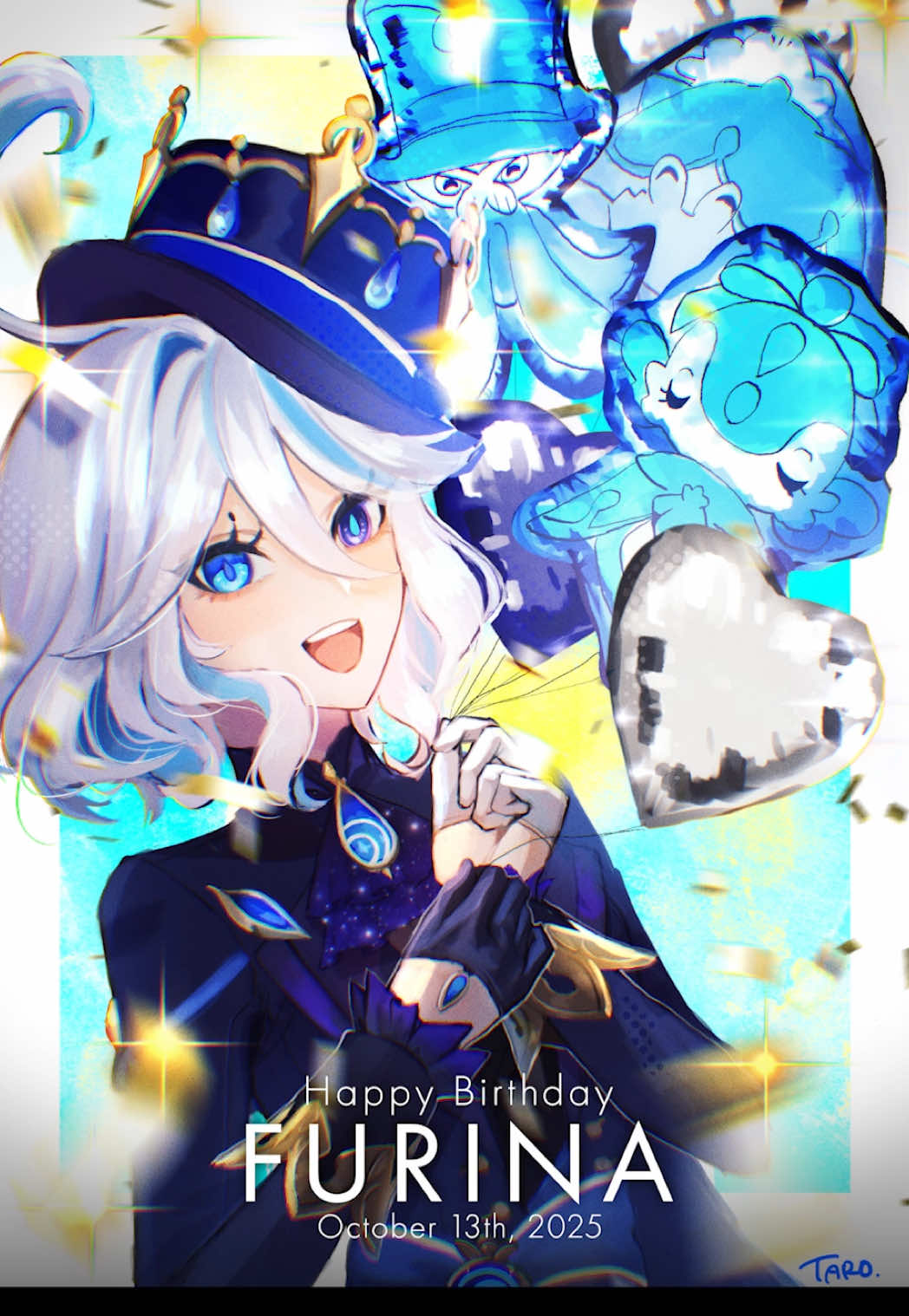 フリーナおたおめ🎂🩵💙 #原神 #フリーナ #イラストメイキング #デジタルイラスト #厚塗り 