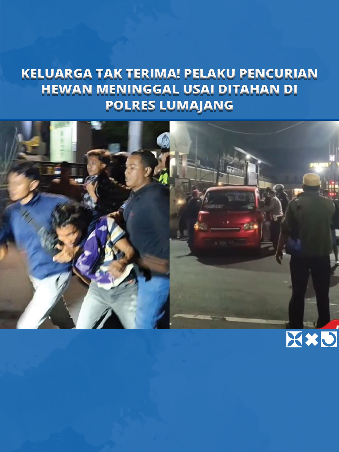 Puluhan warga yang marah menggeruduk Mapolres Lumajang, Jawa Timur pada Minggu (12/10/2025) malam.  Mereka tak terima atas kematian Rudi Hartono, pelaku dugaan pencurian hewan yang ditangkap dan ditahan anggota Polres Lumajang.  #pelakupencurian #meninggaldikantorpolisi #polreslumajang #videoviral #ditangkap #keluarga #tribunnewssultra #fyp #viral