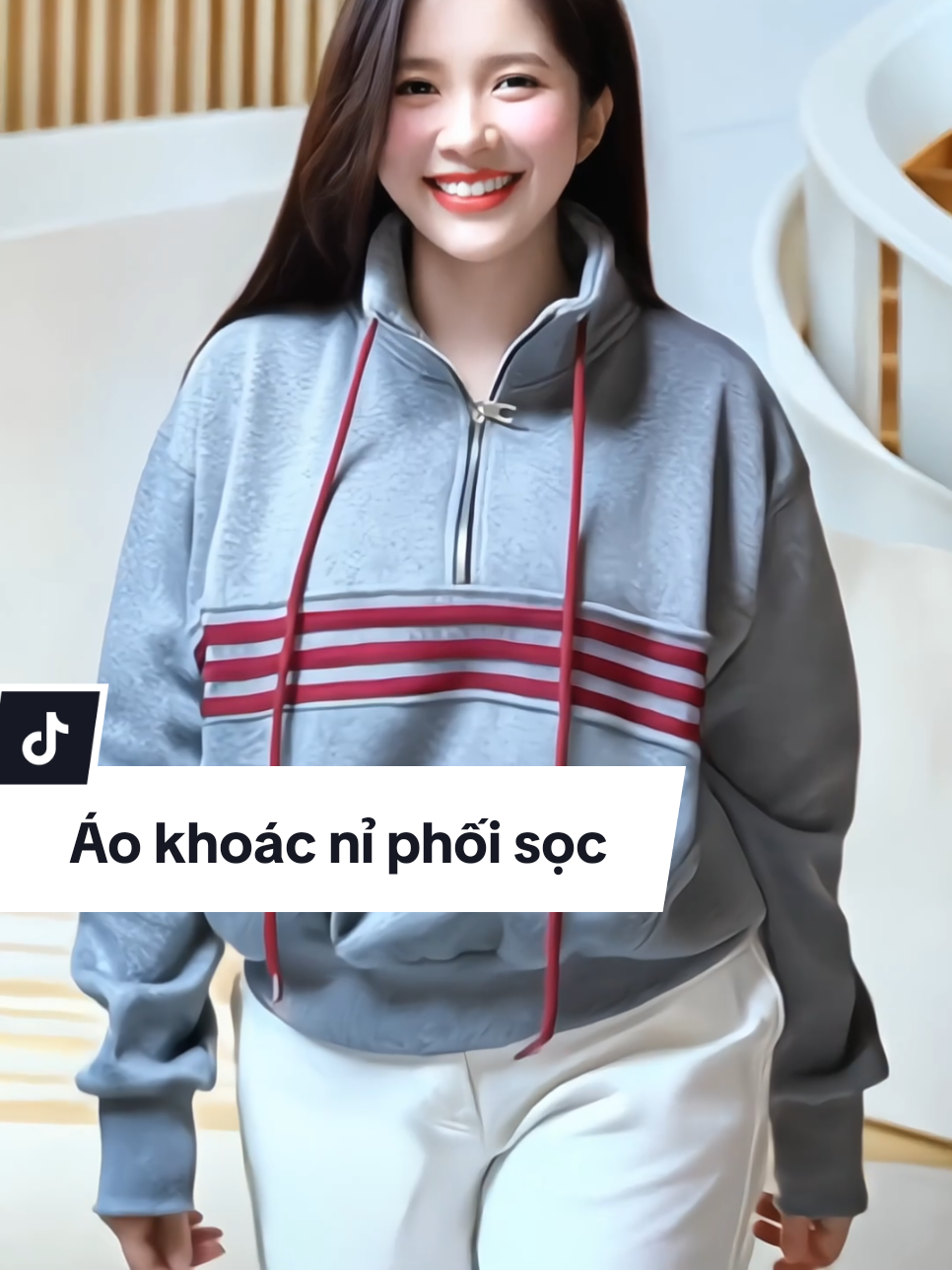 Áo khoác nỉ phối sọc trẻ trung, chất liệu nỉ mềm mại mặc êm thoải mái #aokhoacni #aokhoacnu #aokhoacnixinh #aokhoacxinh #xuhuong 