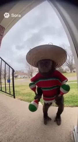 Mexican monkey gets blown away by tornado. #sora #ai #fyp #tornado #monkey 