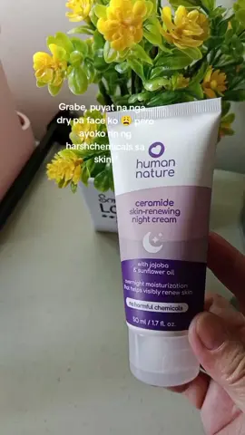 Overnight hydration with jojoba & sunflower oil 🌻 Renew your skin while you sleep — natural care that loves you back 💜 🔖 Hashtags: #HumanNature #NightCream #CeramideCare #NaturalSkincare #GlowingSkin 