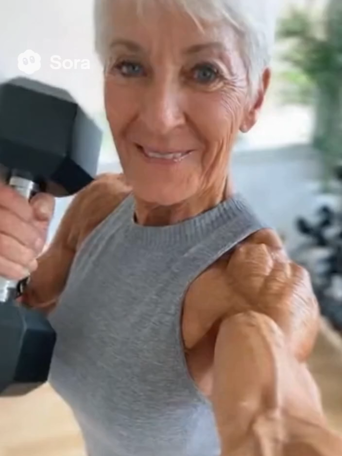 Bodybuilder Oma gibt Tipps #bodybuilder #oma #sora #ai #fyp 