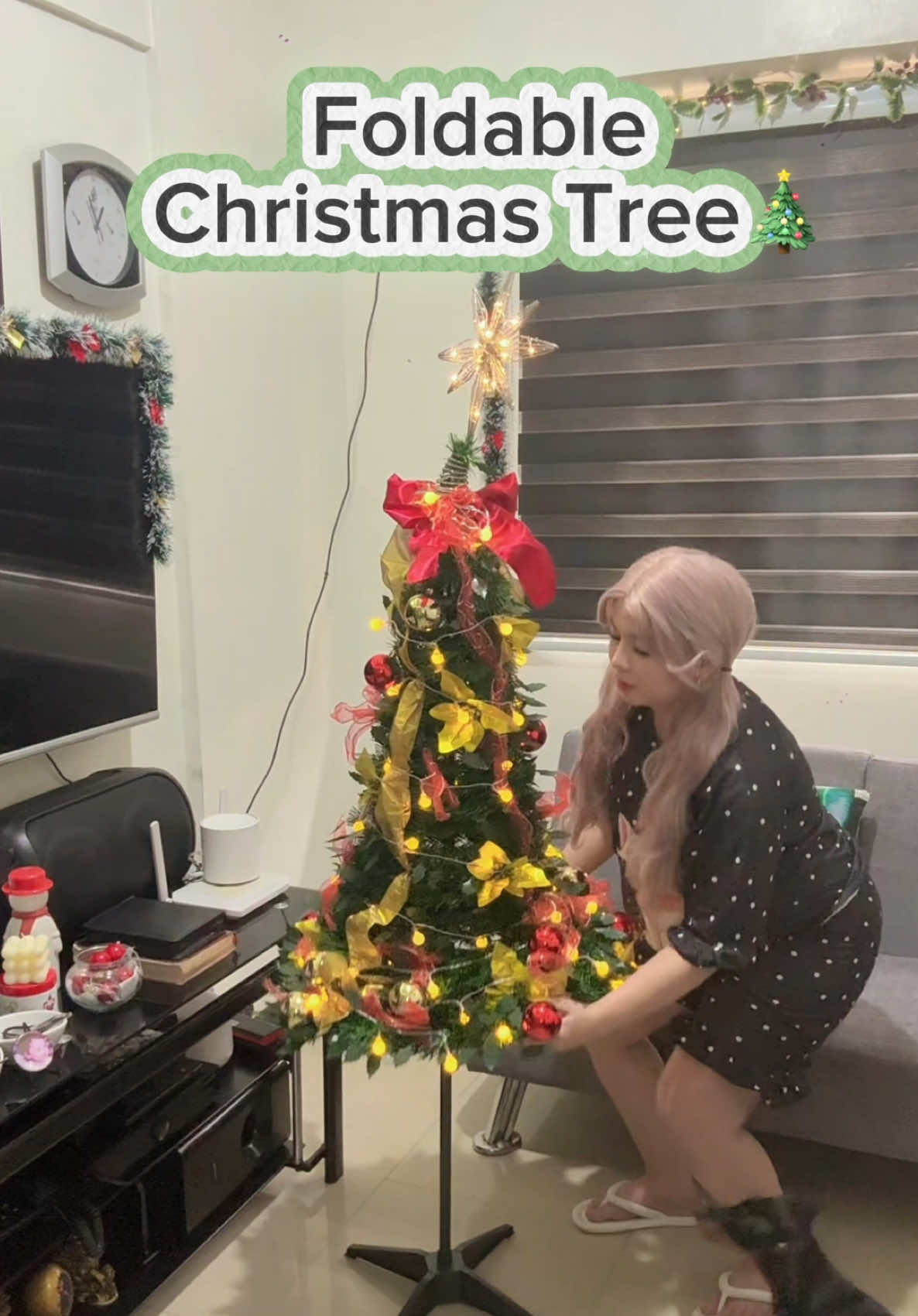 #FoldableChristmasTree 💯 wala ng hussle sa pagassemble ng #christmastree 😉👌🏻 click my yellow basket to order @Jingky Magsino #jingkymoves #jingkymagsino 