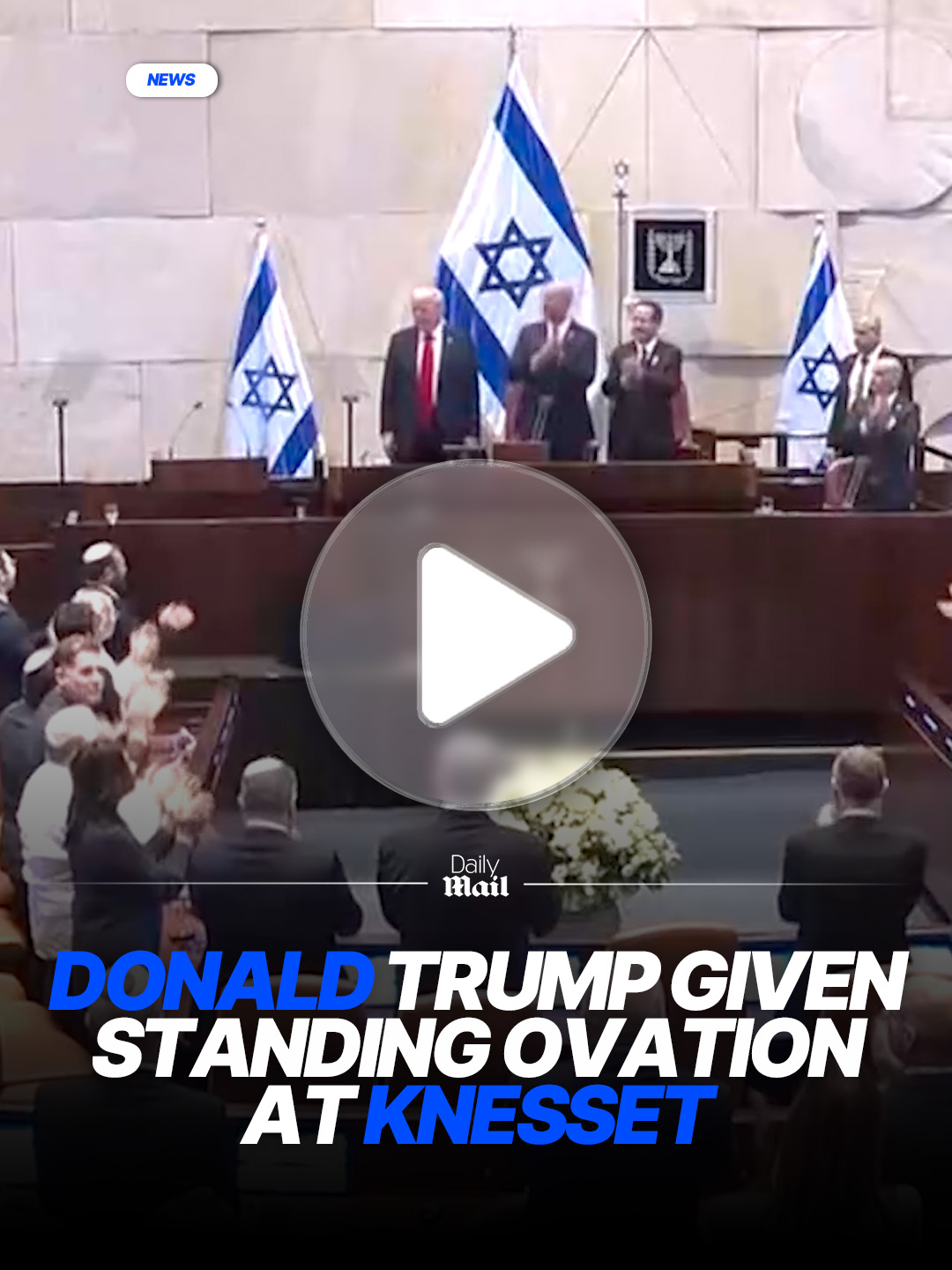 US President Donald Trump receives a standing ovation from Israeli lawmakers ahead of his address to parliament after brokering a ceasefire between Israel and Hamas. #news ##israel #hamas #trump