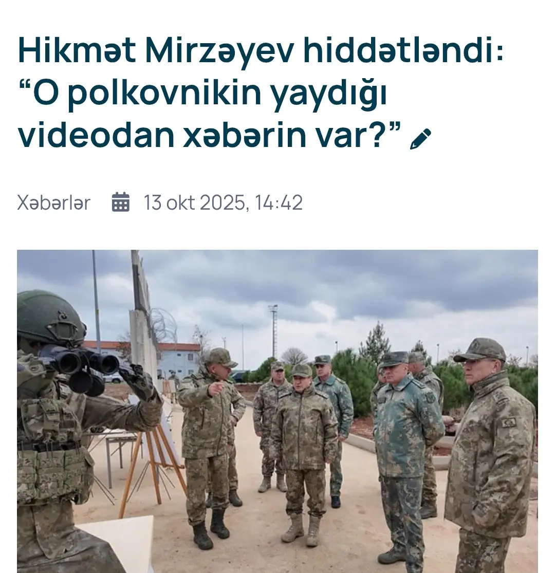 Vətən Müharibəsi Qəhrəmanı, general-mayor Zaur Cavanşir 44 günlük müharibədə keçdiyi döyüşyolu ilə bağlı xatirələrini Bizim.Media ilə bölüşüb. 1xeber.media sözügedən xatirədən bir hissəni təqdim edir: “Naxçıvandan gələn polkovnik görünmürdü. Dedilər ki, o, bir az arxada, təpənin üstündədir — çağırılmasını tapşırdım. Bu vaxt komandan mənə zəng etdi. — Hardasan? — birbaşa soruşdu. — Dediyiniz istiqamətə getməyə hazırlaşıram, — cavab verdim. — Naxçıvandan gələn polkovnik də yanındadır? — Bəli. — Sənin onun çəkib sosial şəbəkələrdə yaydığı görüntülərdən xəbərin var? Sənin səsin də eşidilir orda. — Hər hansı görüntüdən xəbərim yoxdur, — dedim. —Belə şeylərə yol  vermək olmaz. Dərhal onu ordan uzaqlaşdır. Elə bir adam bizə lazım deyil və orada olmamalıdır. Bura döyüş meydanıdır, kino çəkmirik. — Oldu, — deyib telefonu söndürdüm. Polkovnik  gəldikdə ona niyə baş verənləri çəkib yaydığını və bununla nəyə nail olmaq istədiyini soruşdum. O bildirdi ki, çəkdiklərini bir neçə dostuna göndərmişdi və onlar da, guya ondan xəbərsiz, sosial şəbəkələrdə paylaşmışdılar. Mən komandanın əmrini ona çatdırdım və əməliyyat zonasını tərk etməsini tapşırdım. Onu avtomobillə Hadrutun mərkəzinə gətirib düşürdüm və geriyə gedən avtomobillərdən birilə geri qayıtmasını bir daha tapşırdım. Özüm isə Edilli istiqamətində hərəkət etdim. Çox təəssüf ki, Vətən müharibəsi dövründə bir çoxları, həm hərbçilərdən, həm də mülki əhalidən bəziləri— Ali Baş Komandan İlham Əliyevin informasiya təhlükəsizliyini qorumaq məqsədilə internetə çıxışı və bu tip videoların yayılmasını məhdudlaşdıran sərəncamına baxmayaraq — telefonla video çəkiliş etmiş və onu sosial şəbəkədə paylaşmışdılar. Bu həm dövlətimizin imicinə, həm də Ali Baş Komandanımızın apardığı humanist siyasətə kölgə salırdı. Ən əsası isə belə çəkilişləri edərək qəhrəmanlıqları öz adına çıxmağa, o döyüşlərdə şəhid olmuş və yaralanmış silahdaşlarımızın haqqına girməyə heç kimin haqqı yoxdur. Globalinfo.az