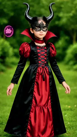 Haloween Costume for Kids Vampire Halloween Costume for Girls Black Queen Vampire Costume Kids Halloween Costumes with Necklace Vampire Queen Dress #costume #cosplay #kids #children #OOTD 