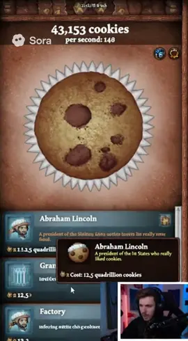 Cookie clicker Abraham Lincoln virus #fyp #cookieclicker #sora #targetaudience #lincolnvirus 