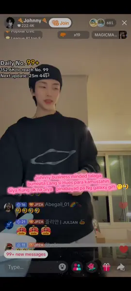 may bayad pala ang pagbisita SA live ni Johnny 1 galaxy gift SA mga co-host 🤭Yong bumisita si Hues Kasi concern Siya Kaso nabudol pa 🤭✌️ang bilis din kausap ni Hues sunod agad ky leader 🤭#johnny #pizzateam🍕 #Nohategoodvibesonly #itsonlyadramadonttakeitseriously 