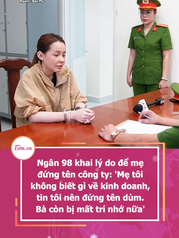 Ngân 98 khai lý do để mẹ đứng tên công ty: 'Mẹ tôi không biết gì về kinh doanh, tin tôi nên đứng tên dùm. Bà còn bị mất trí nhớ nữa' #tiinnews #ngan98 #zubu