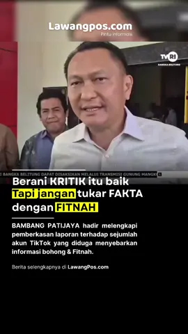 Silahkan kritik kinerja DPR RI, itu bagian dari demokrasi. Tapi jangan gunakan kebebasan berekspresi untuk menyebarkan fitnah dan hoaks. Bambang Patijaya menegaskan, ruang digital harus tetap kritis, tapi juga bijak dan beretika. Media sosial seharusnya menjadi wadah untuk menyampaikan pendapat, bukan tempat untuk merusak reputasi seseorang dengan informasi yang menyesatkan. Demokrasi yang sehat lahir dari masyarakat yang cerdas dan bertanggung jawab dalam bermedia sosial. Kritik boleh, asal tetap santun dan berdasarkan fakta. Berita selengkapnya di www.lawangpos.com Sumber video: TVRI Bangka Belitung #BambangPatijaya #DPRRI #BPJ #BijakBermedsos #LawangPos