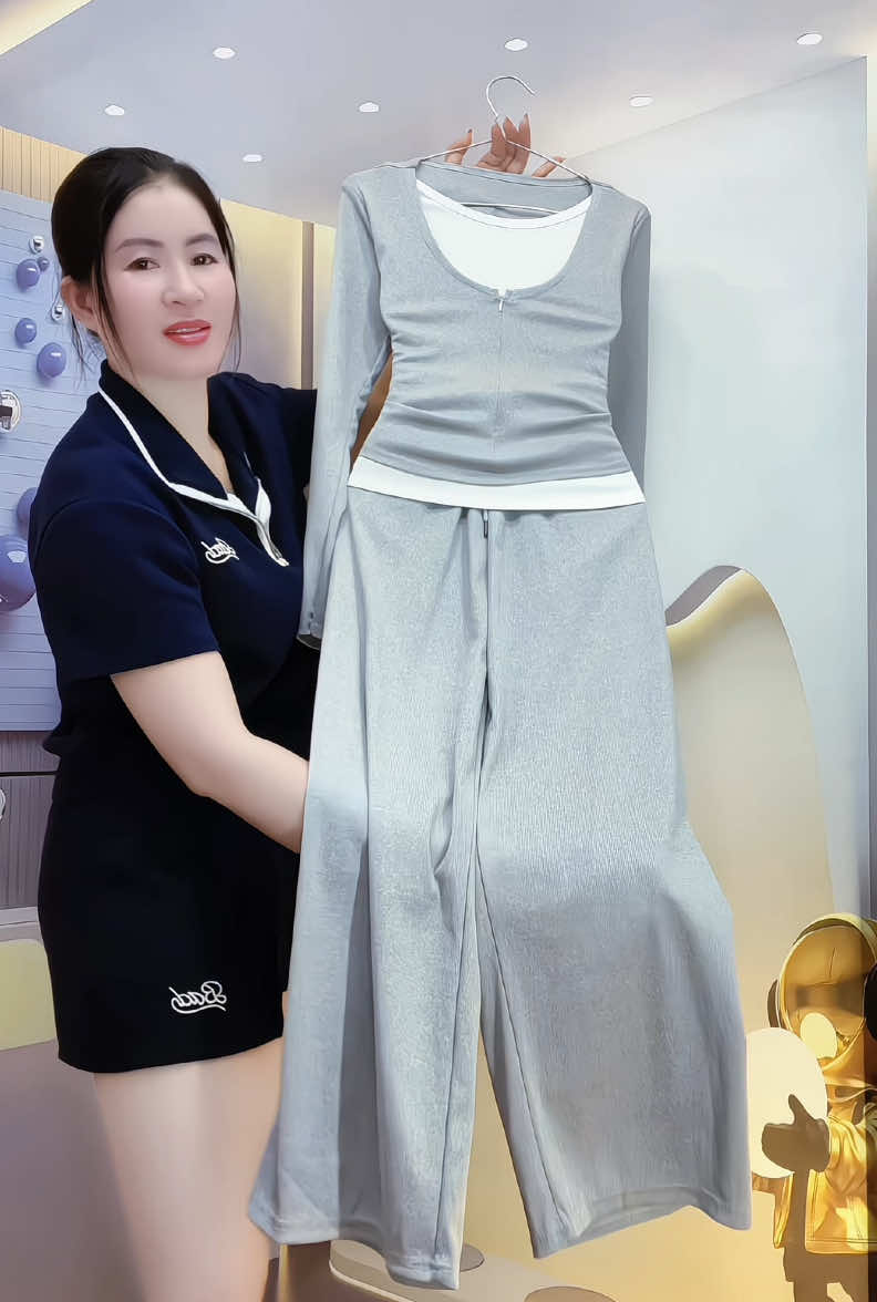 Sét Bộ Thun Tăm Cổ U Phối kéo khóa #thoitrangnu #setboxinh #xuhuong 