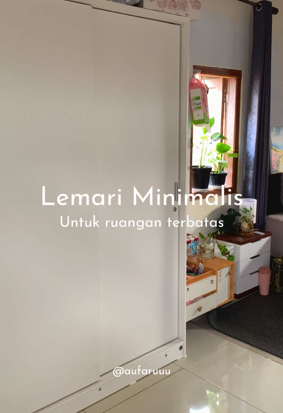 Pas bgt di kamarku yg ga begitu luas, lemarinya luas tp tidak boros tempat. #pira #lemariminimalis #lemarisliding 