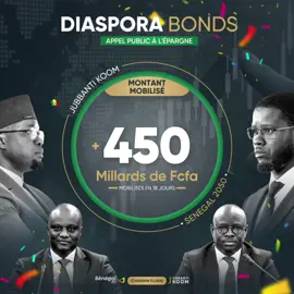 Après le Forum FII Sénégal, le troisième Appel public à l’épargne (APE 3) « Diaspora Bonds » a connu un succès éclatant, mobilisant plus de 450 milliards de FCFA, déjà versés dans les caisses de l’État, soit 150 % de l’objectif initial, grâce à la participation de la diaspora, des investisseurs locaux et sous-régionaux.  #HusseinTijjani #DiasporaBonds #APE #JubbantiKoom • @MFB Sénégal #senegalaise_tik_tok🇸🇳pourtoichallenge 