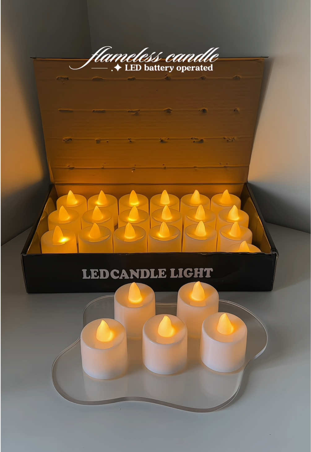 flameless and battery operated led candle light 🕯️💫 #candle #ledcandle #candlelight #flamelesscandle #minicandles 