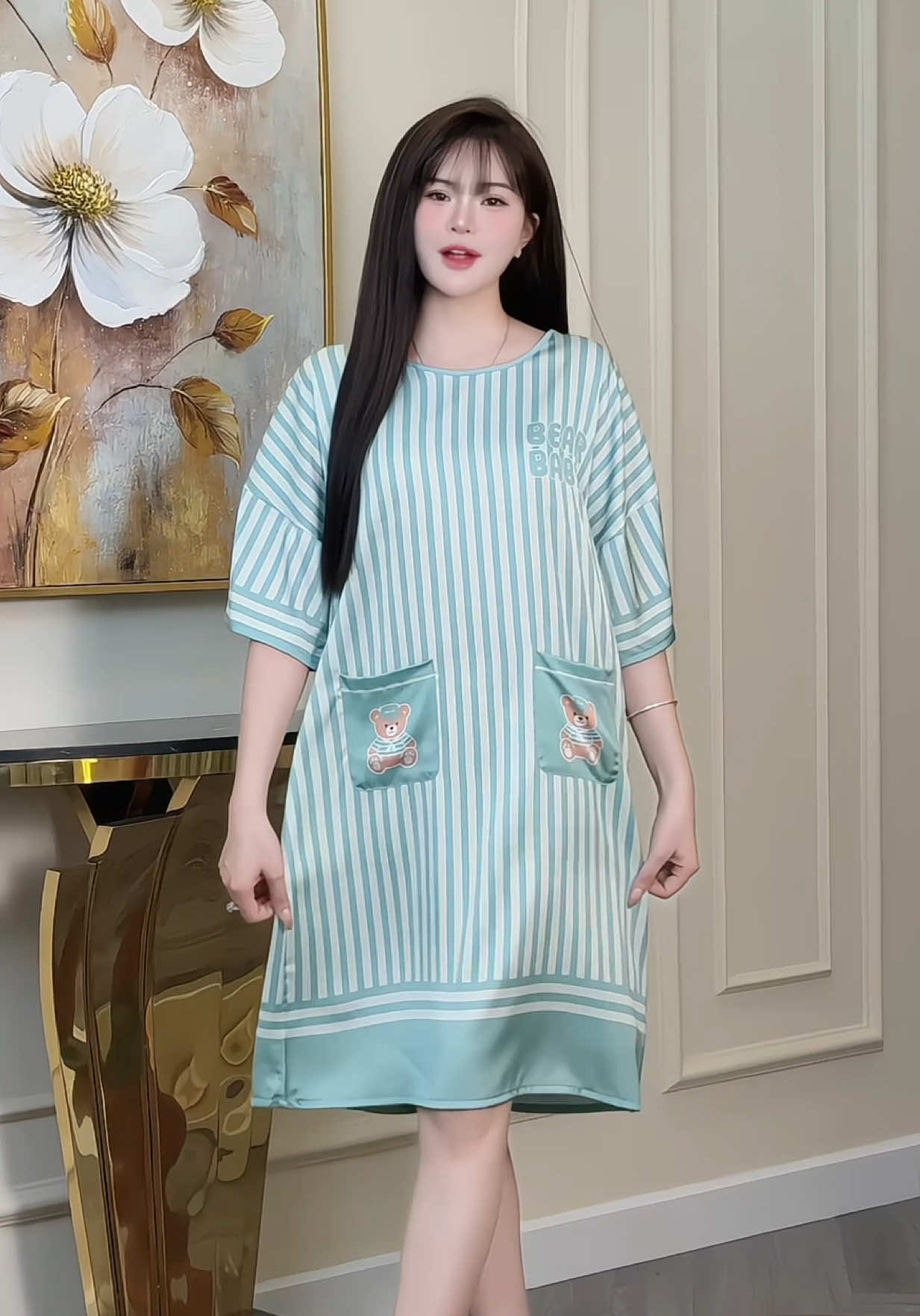 Đầm Ngủ Nữ Cộc Tay Form Suông #champhanriview #damngu #vayngulua 