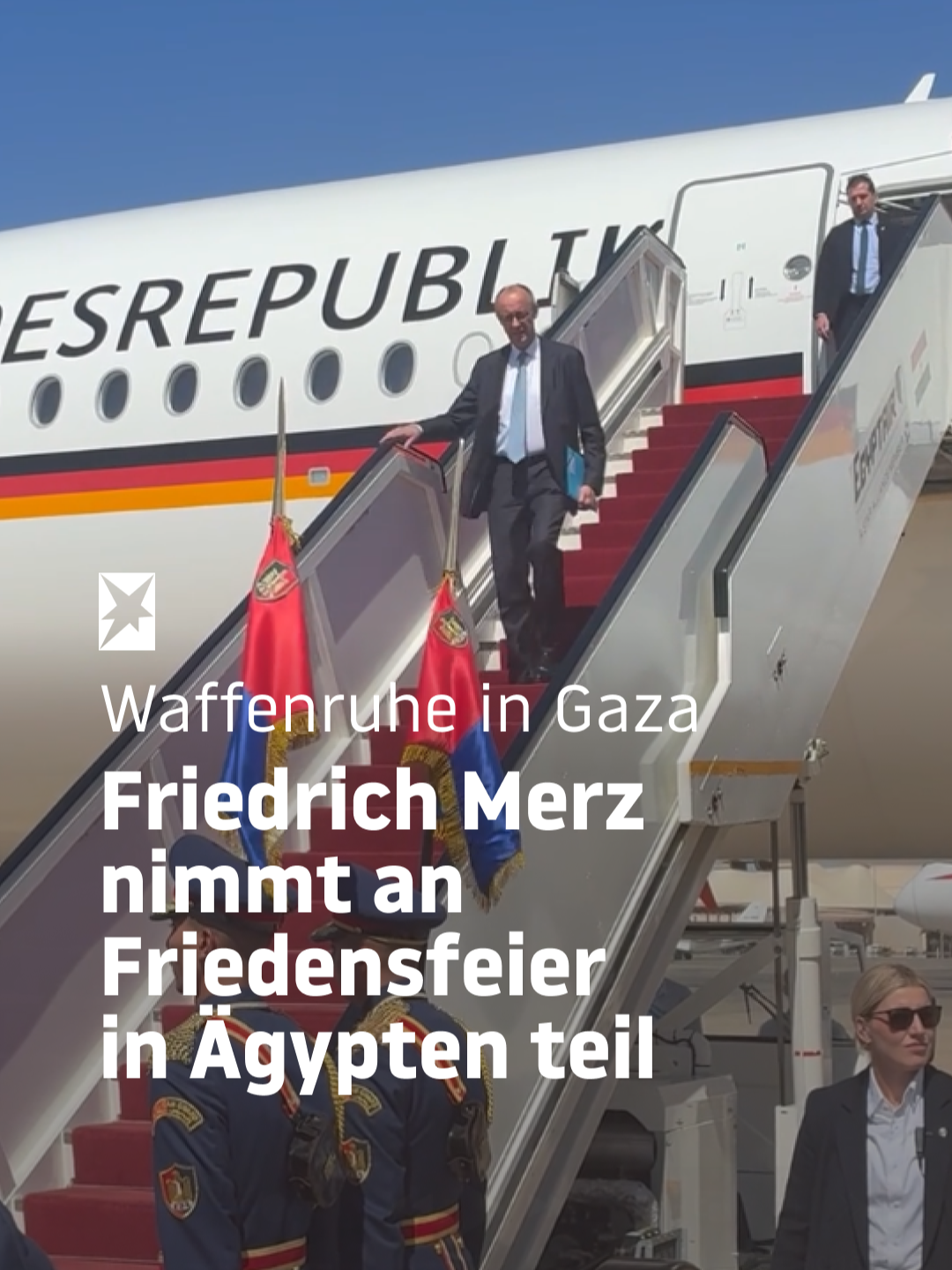 Bundeskanzler Friedrich Merz ist in Ägypten eingetroffen. Er nimmt dort an der Unterschriftenzeremonie zum Frieden in Gaza teil. Deutschland wird sich bei der Umsetzung des Friedensplans engagieren, zunächst vor allem für die Einhaltung eines stabilen Waffenstillstands und für humanitäre Hilfe. Weitere Einzelheiten lest ihr über den Link hier im Beitrag. #gaza #ägypten #frieden #merz