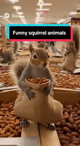Funny squirrels stealing all the nuts from a grocery store. #ai #sora #funny #squirrel #funnyanimals 