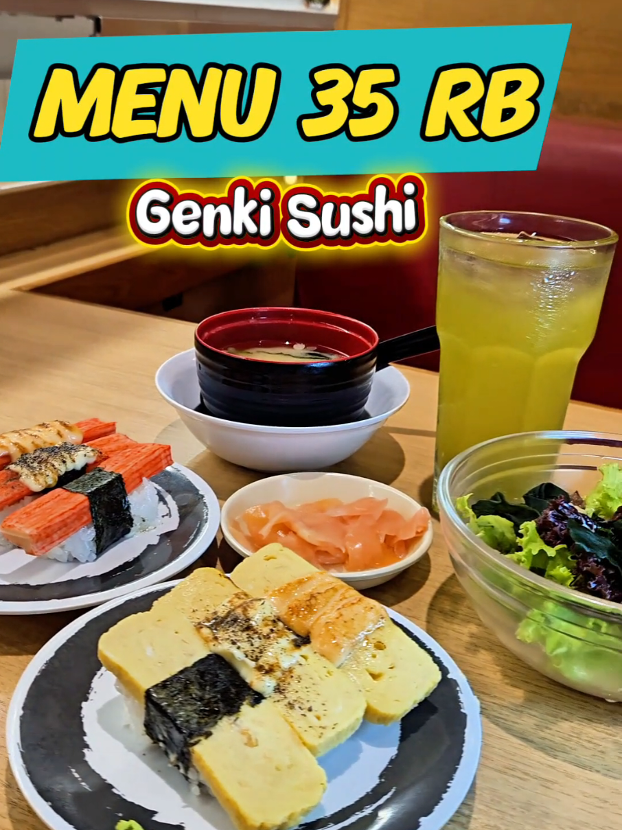 promo Hemat di Genki Sushi cuma 35 rb bisa makan enak dan kenyang. yuk cepetan ambil vouchernya . beli nya lewat tag lokasi video saya ya #juarajajanoct  #genkisushi 