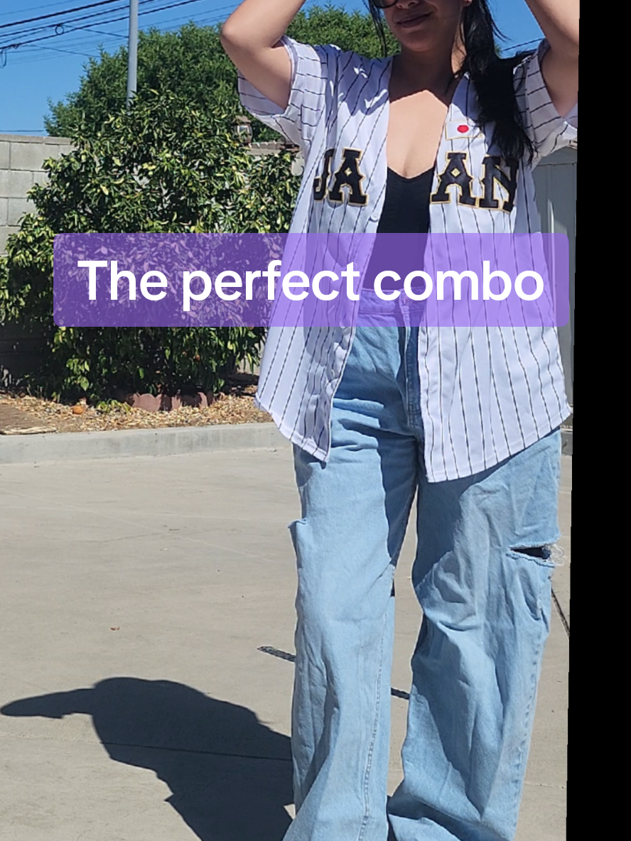 Jersey + Bodysuit + Baggy Jeans #bodysuit #ohtani #jersey #clothes #OOTD 