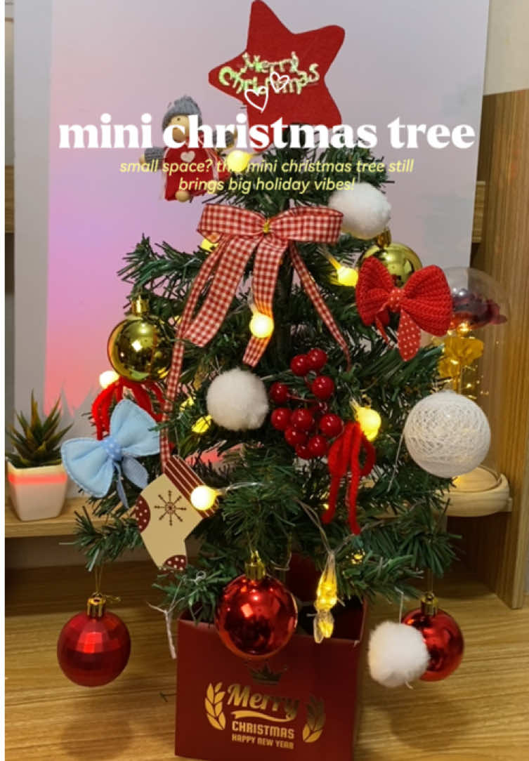 mini but full of christmas spirit 🎄✨ great for your room, desk, or small space! #minichristmastree #christmastree #tabletopchristmastree #christmasdecor #christmastreeset 