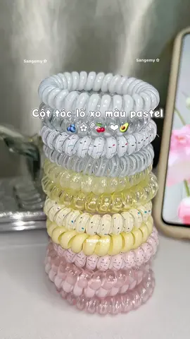 Cột tóc lò xo màu pastel dịu và xinh #daycottocloxo #dâybuộctóc #cộttóc 