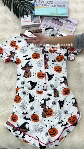 This animal print pajama set is purr-fect for Halloween! 🐾 So soft and comfortable - just what I need for cozy spooky season nights! #TikTokShop #ForYou #FYP #spotlightfinds #spotlightfashion #fyp #dealsfordays #giftfromtiktokshop #tiktokshop #halaratiktokshop #fashiontiktok #luminous #ttshop #fashionfinds #OOTD #quality #girls #feelinggirl #fypage #fypシ゚viral #fyppppppppppppppppppppppp #foryou #foryoupage #forya #fallfreshness #falli #womenfashion #HalloweenPajamas #AnimalPrint #SpookySeason