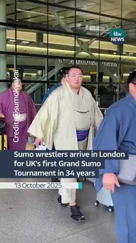 Footage shows sumo wrestlers arriving in London ahead of the UK’s first Grand Sumo Tournament in 34 years. Over 40 of Japan’s elite sumo wrestlers will compete in a five day tournament at the Royal Albert Hall, starting on 15 October. It’s the second time the elite level of Japan’s national sport has taken place outside of its homeland - the last being in 1991. #itvnews #sumowrestling