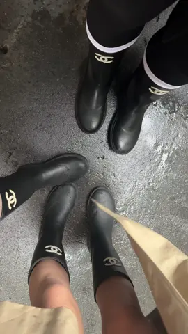 Besties don't copy they match 🖤 #chanel #chanelrainboots #besties #matching 