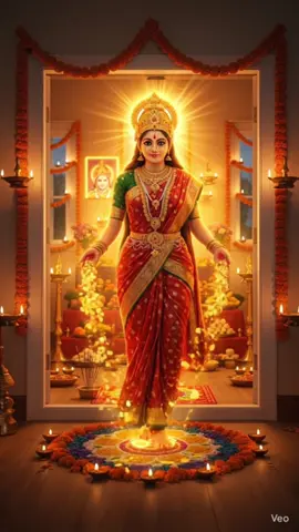 Goddess Laxmi enters with golden grace — blessing every home with joy, light, and prosperity. Lakshmj Puja  Laxmi puja Tihar  Golden coin Abundance wealth  Positive energy  Beauty of goddess  . . . . #laxmi #foryoupage #fyp #viral #trending 