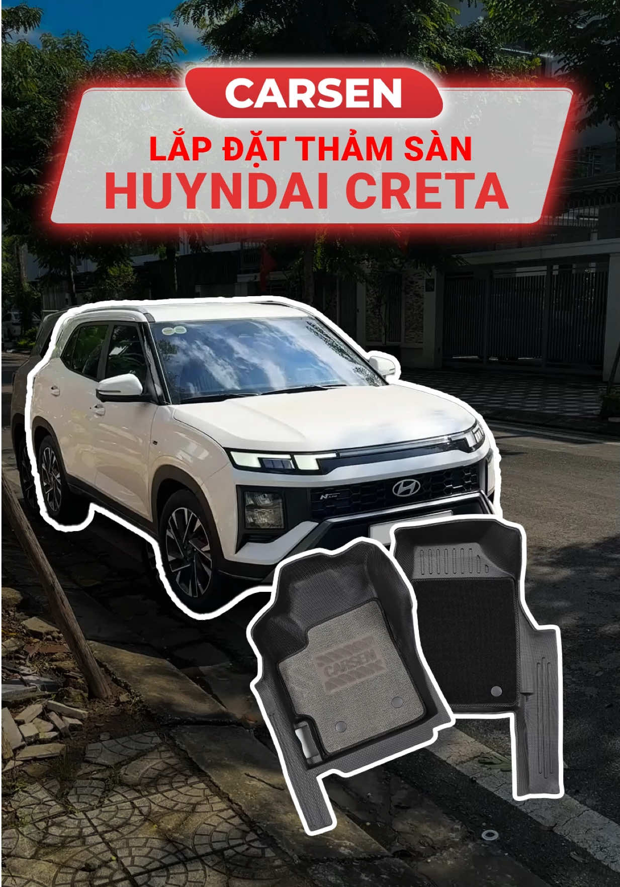 Với thiết kế 2 hàng ghế viền bo cao, tràn viền tận bậc cửa,thảm sàn Carsen đặt đến đâu là khớp đến đó, chuẩn chỉnh từng chi tiết nhỏ, không lo xô lệch khi di chuyển #thamsancarsen #carsen #huyndaicreata 
