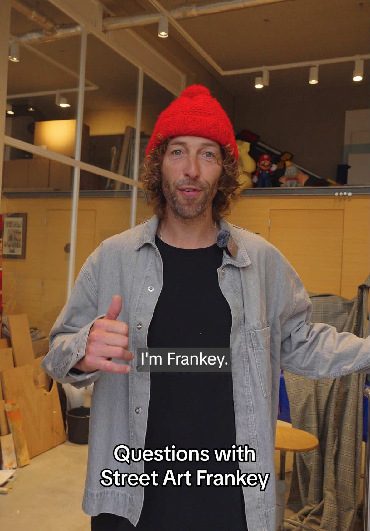 Welcome to Frankey’s art studio. 🎨  This is where the city transforms into new shapes. Every piece reflects his unique way of seeing the world.  And that red hat? As iconic as the art itself!  #MocoMusuem #streetartfrankey #frankey #artstudio #hidinginplainsight