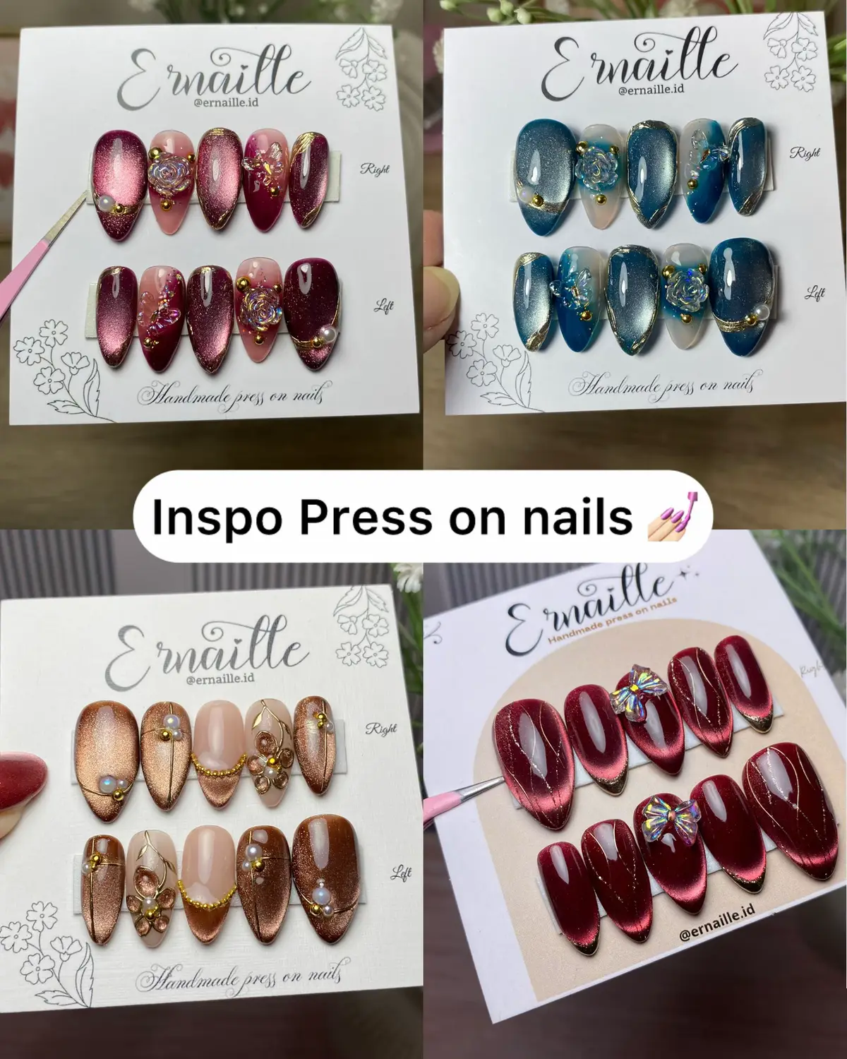 banyak varian design kuku di ernaille 🥰 #nailart #pressonnails #ernaille #kukupalsu #fyppppppppppppppppppppppp 