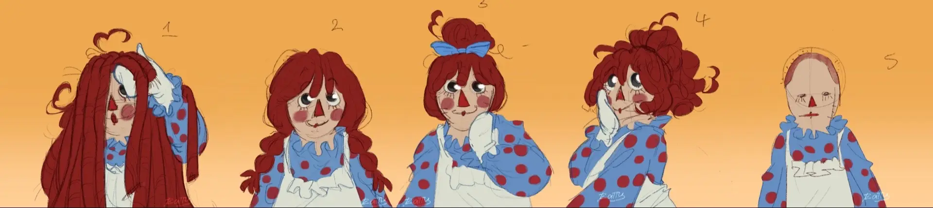 RAGGEDY ANN WITH DIFF HAIRSTYLES!!!!!! :3 #raggedyann #raggedyannandandy #raggedyannandandyamusicaladventure #raggedyannart 