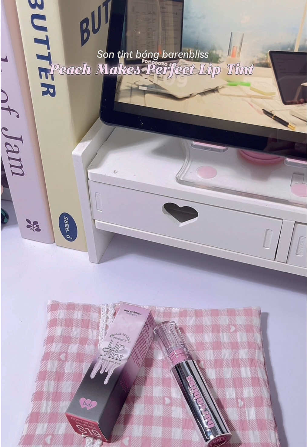 Son tint bóng nhà này đẹp ghê. Ăn uống khong lo trôi lun nè #sonxinh #barenblissvn #sontint #lipstick #steelpeachliptint 