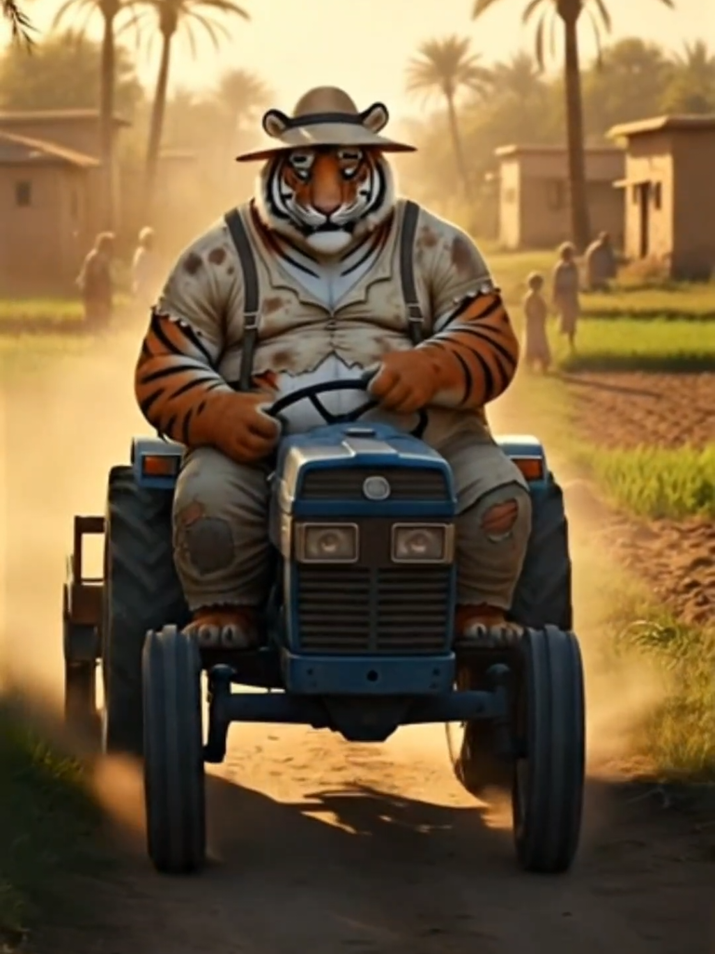 شوف النمر عمل إيه لما الميه رجعت لأرضه بعد ما الشرطة قبضت على عم الحج 💧😱#ai #virale #explore #meowshow #cat 