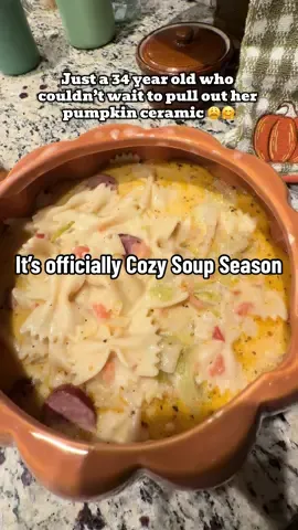 I made my third soup of the season/ I kinda just winged it!😆 it’s a sausage & cabbage bow tie soup🥣 —  ✨Ingredients: Hillmans sausage Cabbage Tomatoes Bow tie pasta Onion  Chicken broth Heavy cream Cream cheese ✨Spices:  Salt Black pepper  Slap ya mama Garlic powder  Italian seasoning    .. #fallrecipes #soupseason #fallfood #cozyvibes #MomsofTikTok 