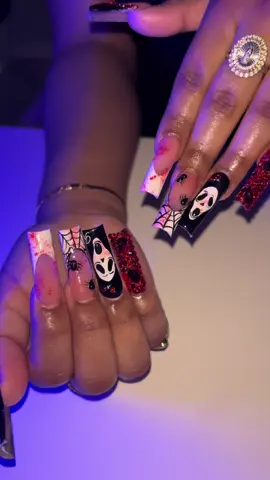 spooky nails 🕸️🕷️🦇🎃 #nailtech #halloween #nailinspo #nails #longnails