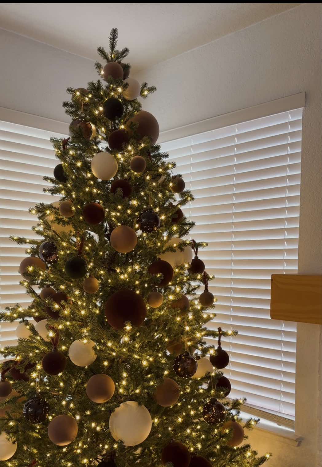 A soft little glimpse of my Christmas tree! First layer of ornaments is on can’t wait to see it all come together. #Viraltree #HolidayHomeDecor #ChristmasVibes #FestiveAesthetic #CozyHoliday