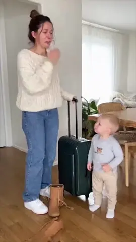 “Mom Acts Dramatic, Baby Stays Practical 😂👩‍👦” #funny #baby 